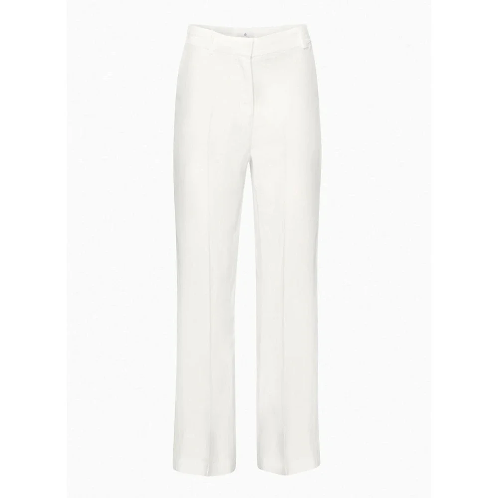 Aritzia Babaton Agency Linen Pants Womens 4 White High Rise Straight Leg